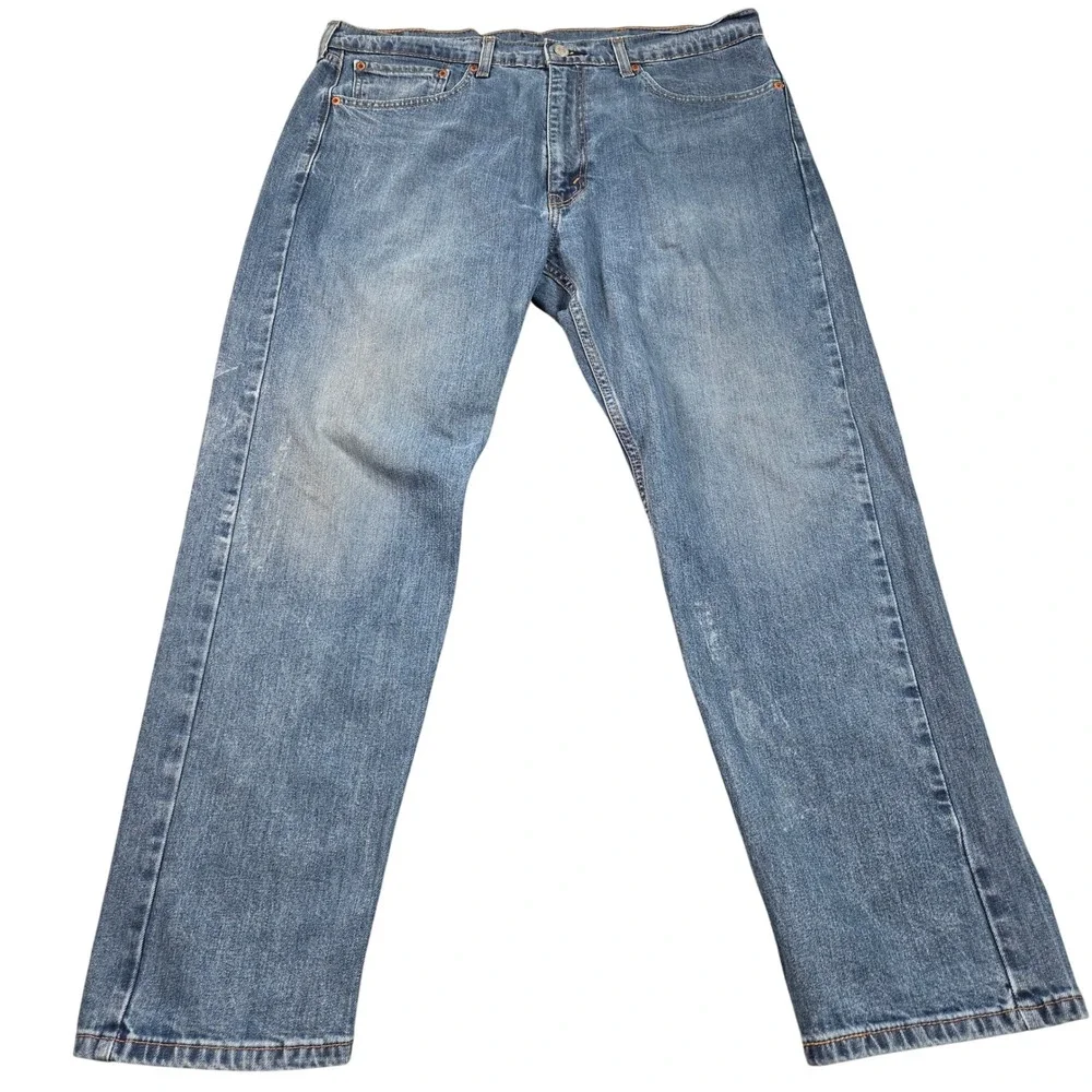 Levis 505 Regular Fit Jeans Mens 38x30 Blue Medium Wash Straight Leg Denim